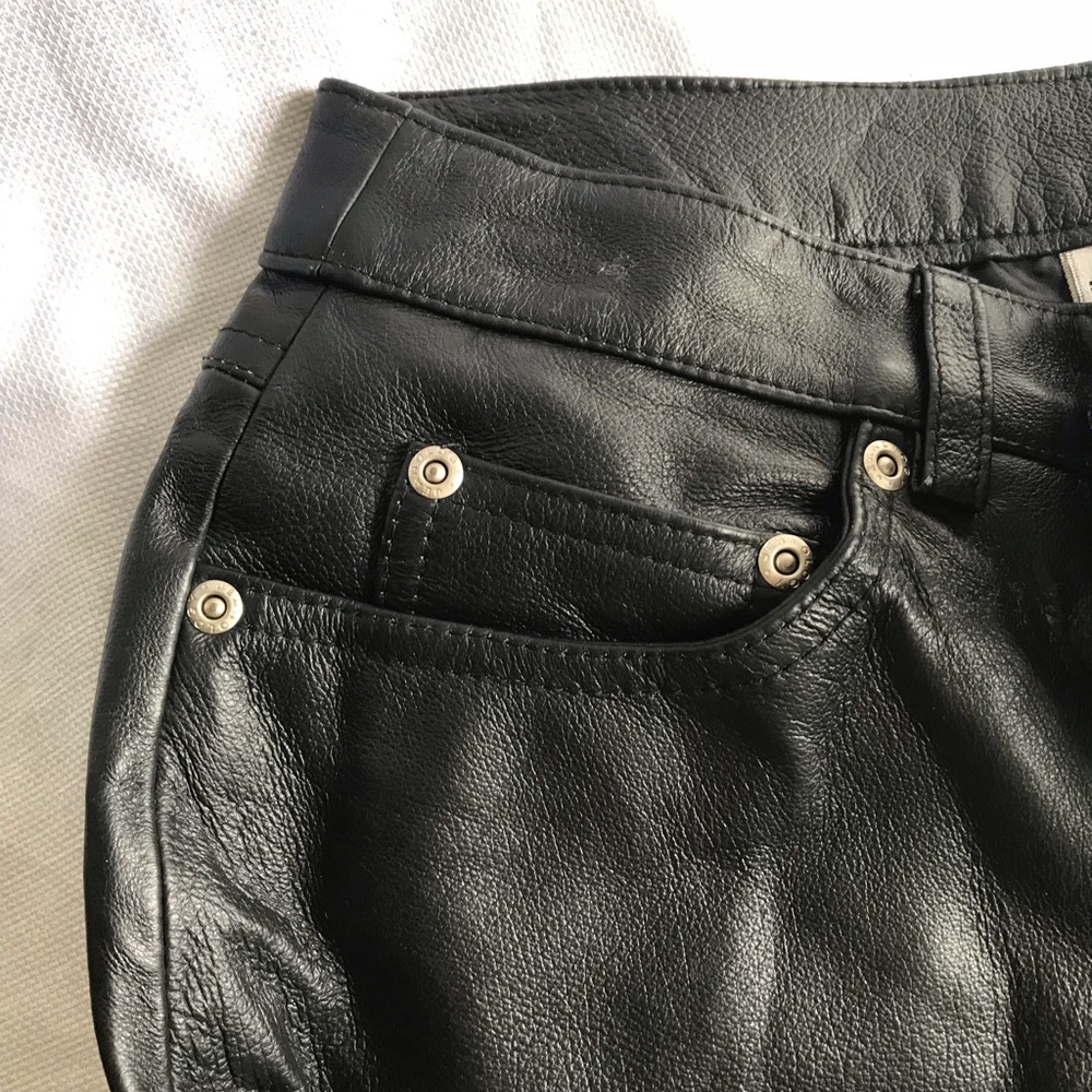 Black leather jeans.